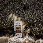 Close-up of Cretan thyme flowers and honey