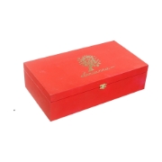 Elegant Wooden Red Gift Box with Gourmet Greek Products