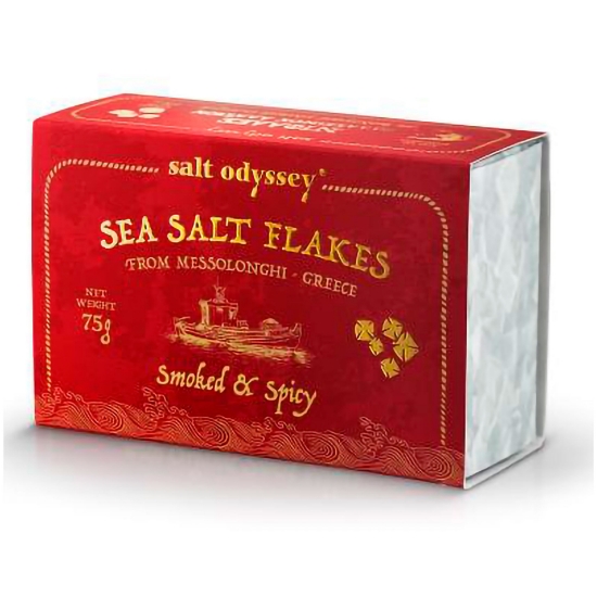 Picture of Sea Salt Flakes Smoked and Spicy Certified Organic  Salt Odyssey  75g